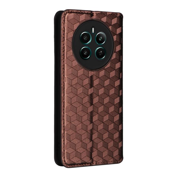 For Realme Narzo 70 Pro 5G / 12+ 5G Cubic Grid Texture Flip Leather Phone Case