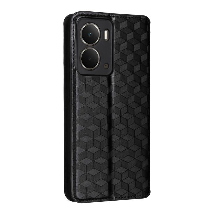 For Realme Neo7x 5G / P3 5G Cubic Grid Texture Flip Leather Phone Case