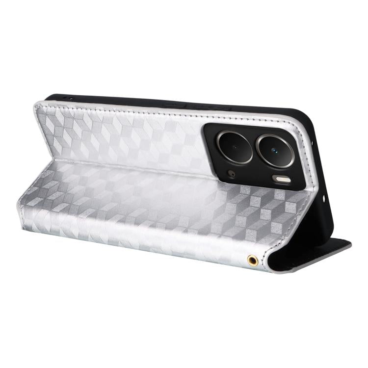 For Realme Neo7x 5G / P3 5G Cubic Grid Texture Flip Leather Phone Case