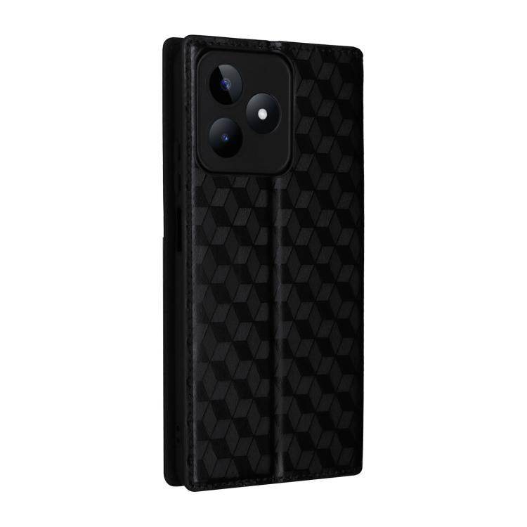 For Realme Note 50 4G / C5 Cubic Grid Texture Flip Leather Phone Case