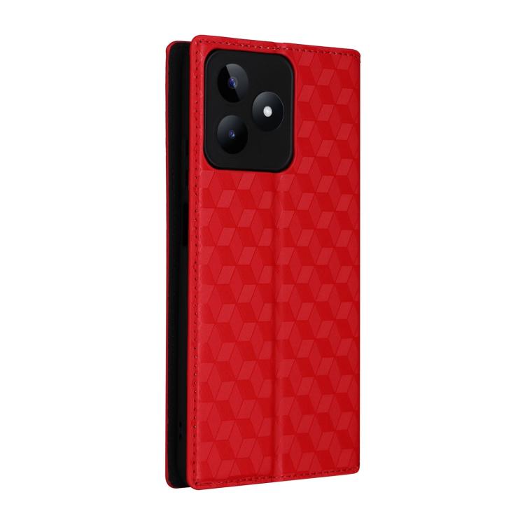For Realme Note 50 4G / C5 Cubic Grid Texture Flip Leather Phone Case