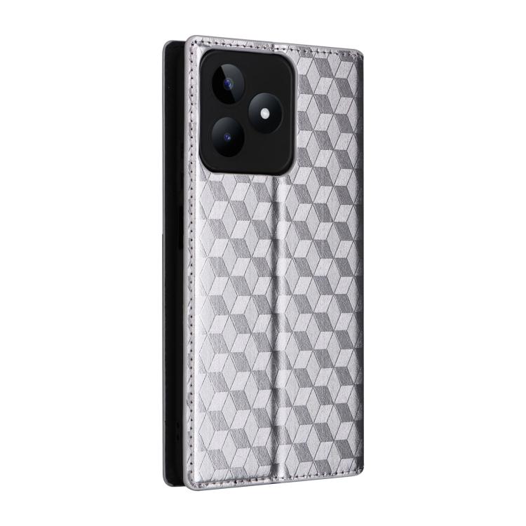 For Realme Note 50 4G / C5 Cubic Grid Texture Flip Leather Phone Case