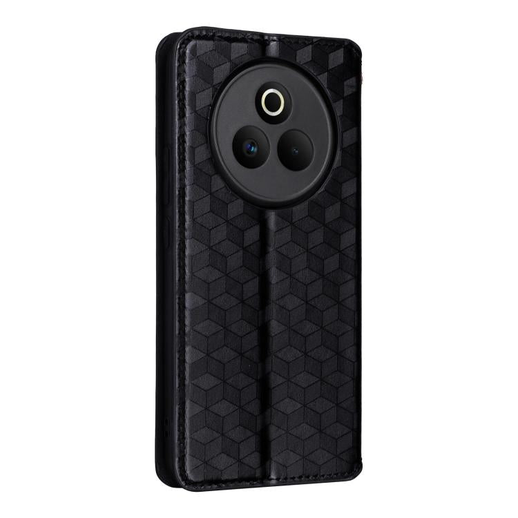 For Realme P3 Pro 5G Cubic Grid Texture Flip Leather Phone Case