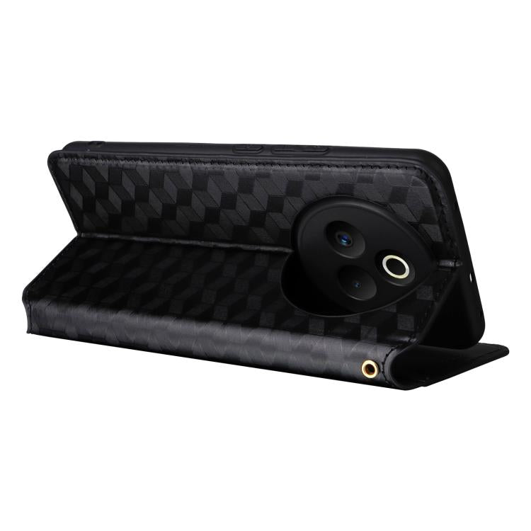 For Realme P3 Pro 5G Cubic Grid Texture Flip Leather Phone Case