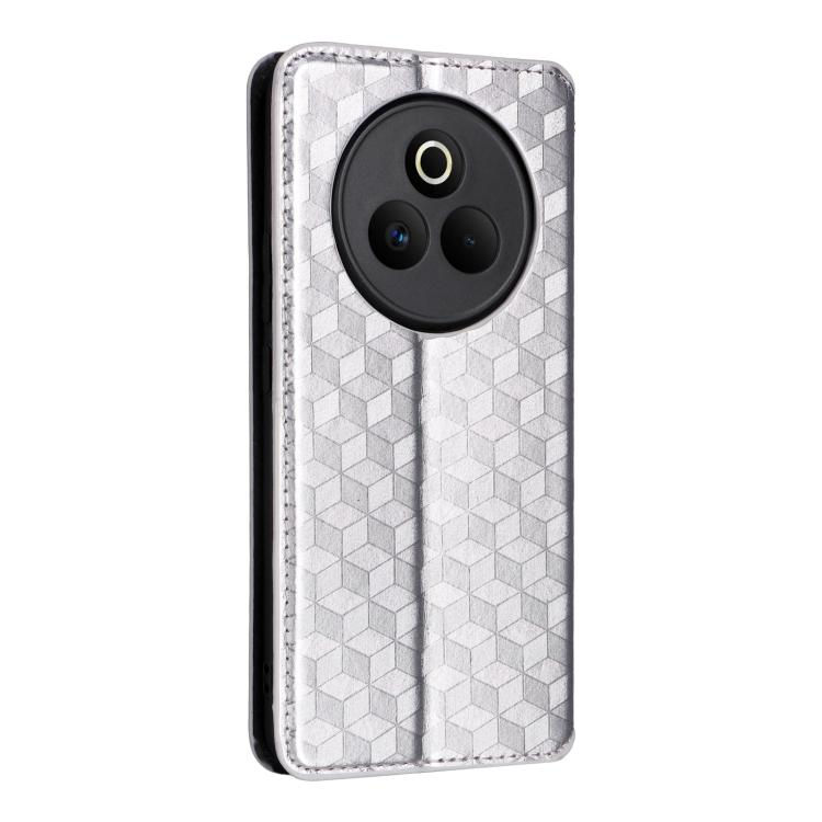 For Realme P3 Pro 5G Cubic Grid Texture Flip Leather Phone Case