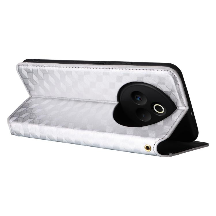 For Realme P3 Pro 5G Cubic Grid Texture Flip Leather Phone Case