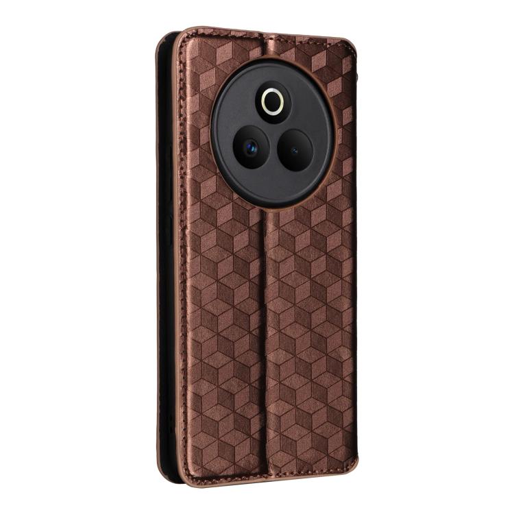 For Realme P3 Pro 5G Cubic Grid Texture Flip Leather Phone Case