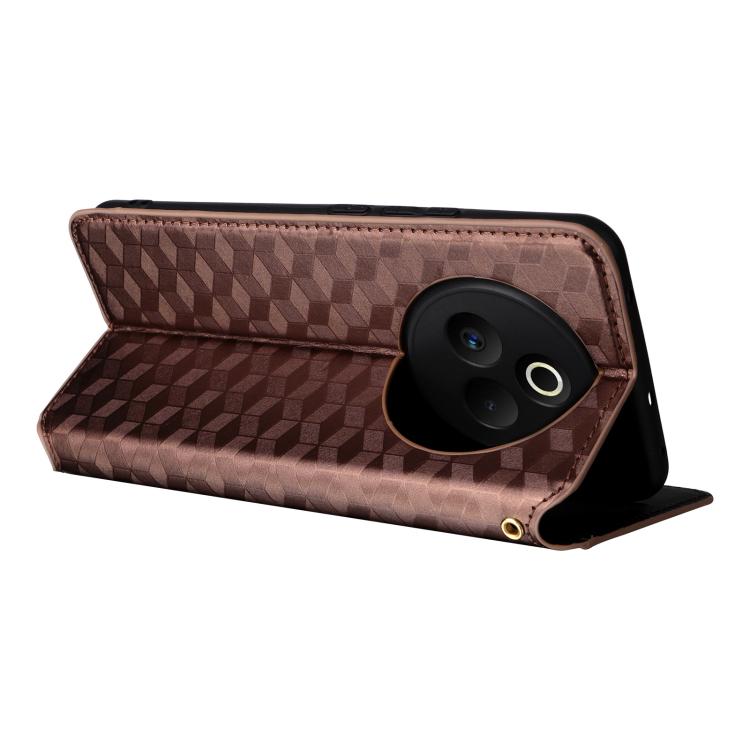 For Realme P3 Pro 5G Cubic Grid Texture Flip Leather Phone Case