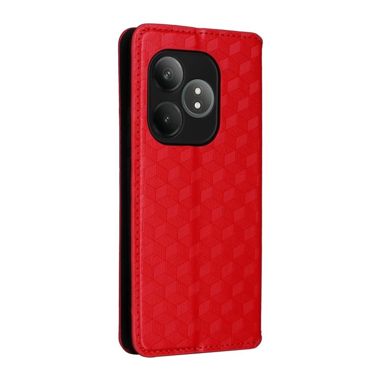 For Realme GT 6 / GT 6T Cubic Grid Texture Flip Leather Phone Case