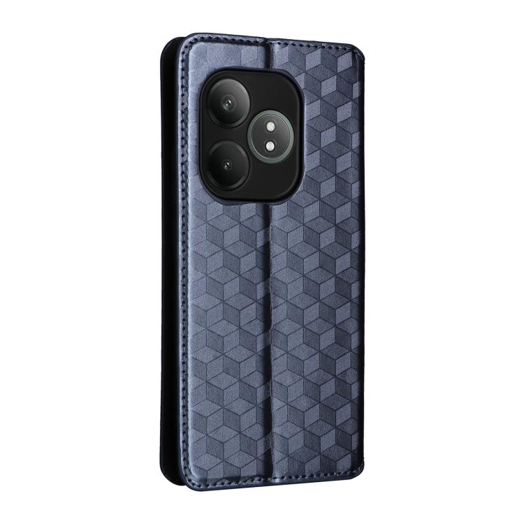 For Realme GT 6 / GT 6T Cubic Grid Texture Flip Leather Phone Case