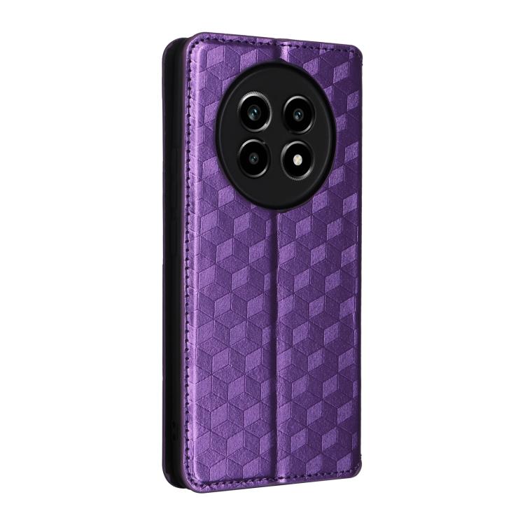 For Realme 13+ 5G Global / 13 Cubic Grid Texture Flip Leather Phone Case