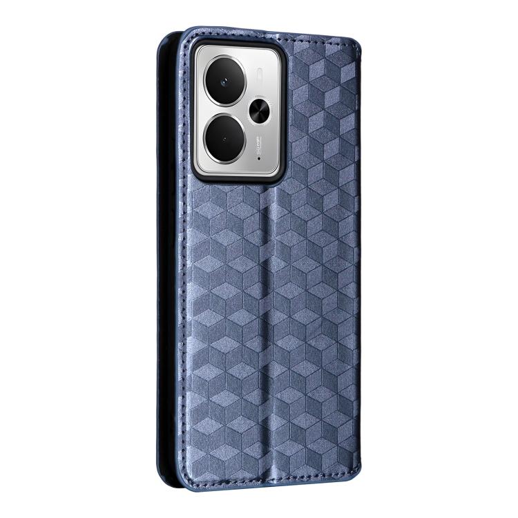 For Realme 14 5G Global Cubic Grid Texture Flip Leather Phone Case