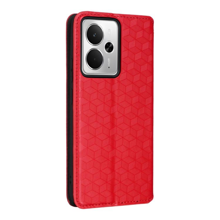 For Realme 14T 5G Cubic Grid Texture Flip Leather Phone Case