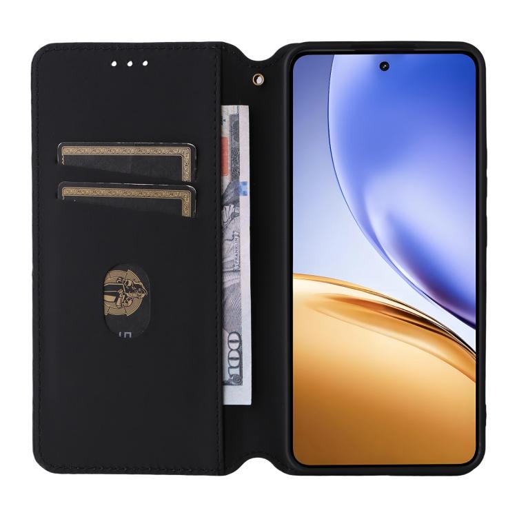 For Realme 14T 5G Cubic Grid Texture Flip Leather Phone Case