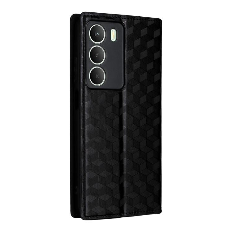 For Realme 14X 5G Malay / V70 / V70s Cubic Grid Texture Flip Leather Phone Case
