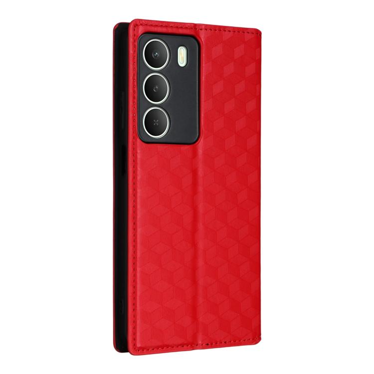 For Realme 14X 5G Malay / V70 / V70s Cubic Grid Texture Flip Leather Phone Case