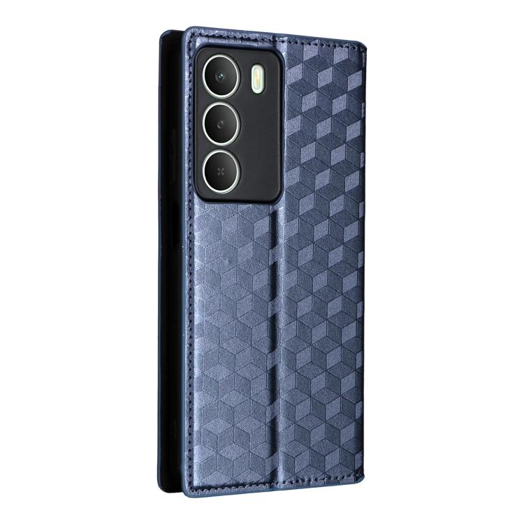 For Realme 14X 5G Malay / V70 / V70s Cubic Grid Texture Flip Leather Phone Case