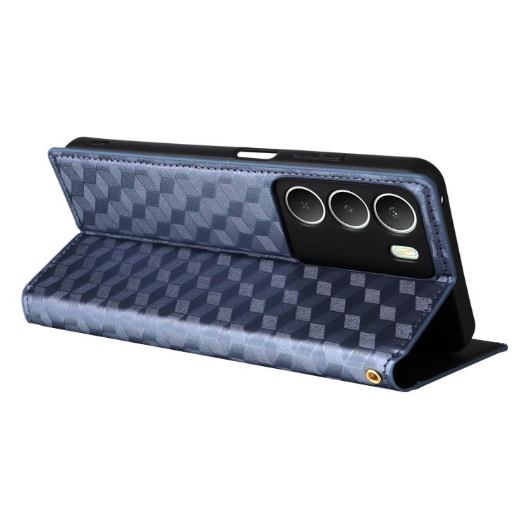 For Realme 14X 5G Malay / V70 / V70s Cubic Grid Texture Flip Leather Phone Case