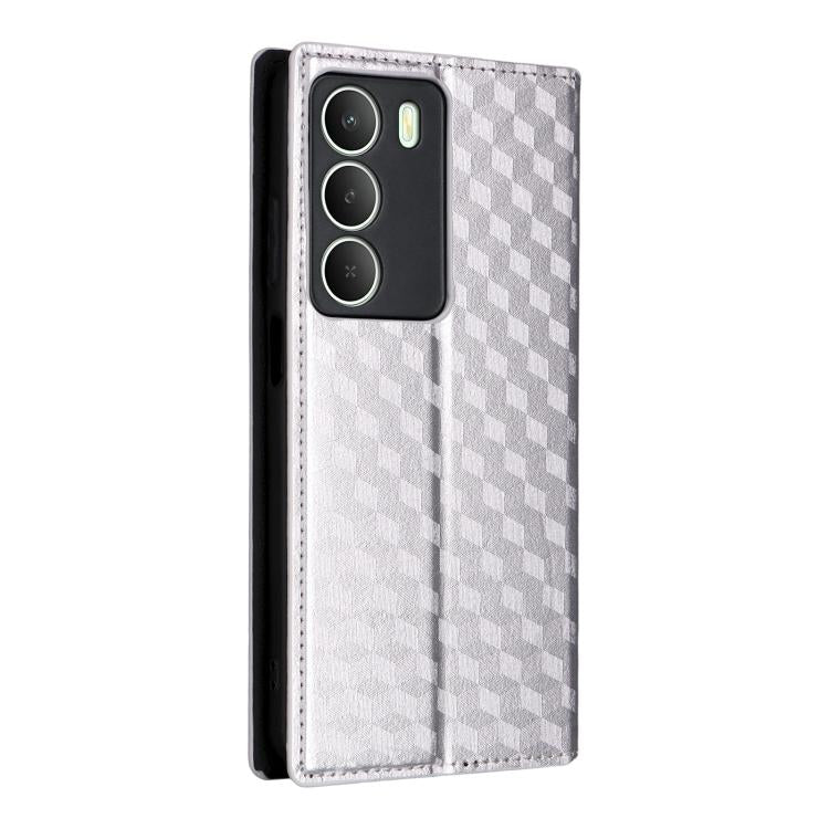 For Realme 14X 5G Malay / V70 / V70s Cubic Grid Texture Flip Leather Phone Case