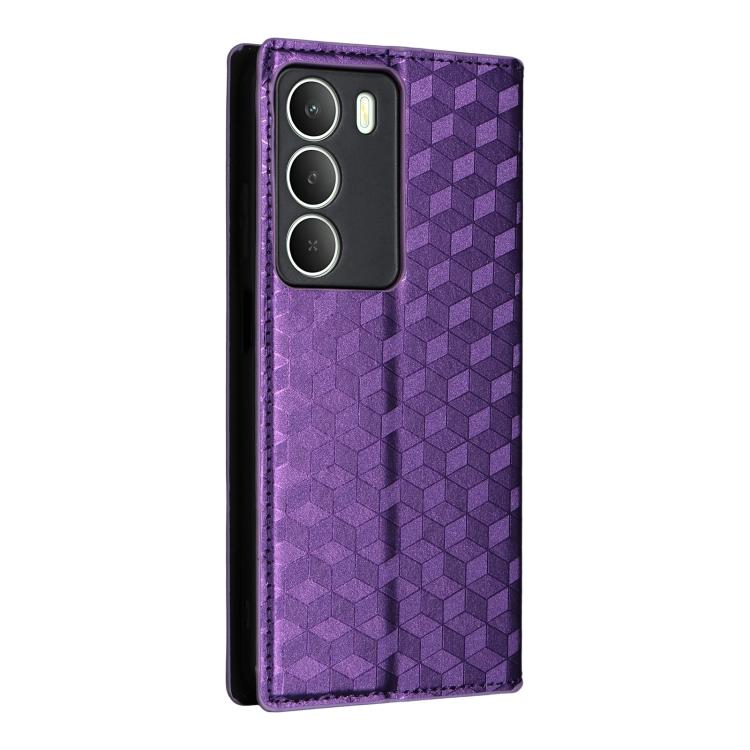 For Realme 14X 5G Malay / V70 / V70s Cubic Grid Texture Flip Leather Phone Case