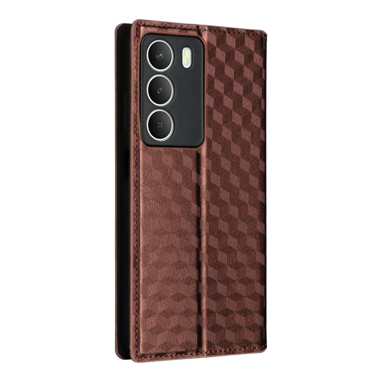 For Realme 14X 5G Malay / V70 / V70s Cubic Grid Texture Flip Leather Phone Case