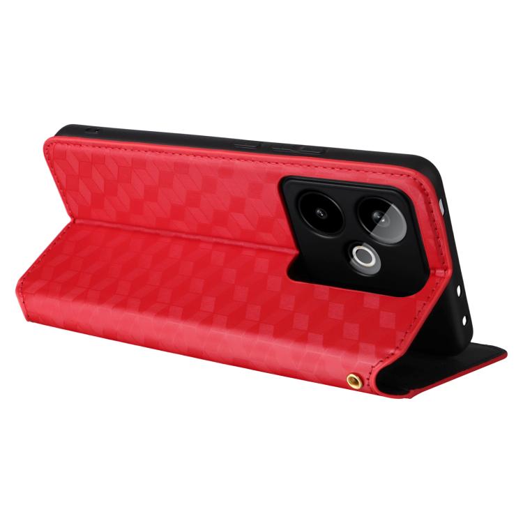 For Realme GT7 5G Cubic Grid Texture Flip Leather Phone Case