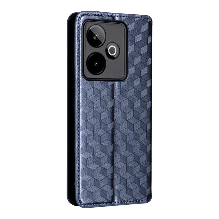 For Realme GT7 5G Cubic Grid Texture Flip Leather Phone Case