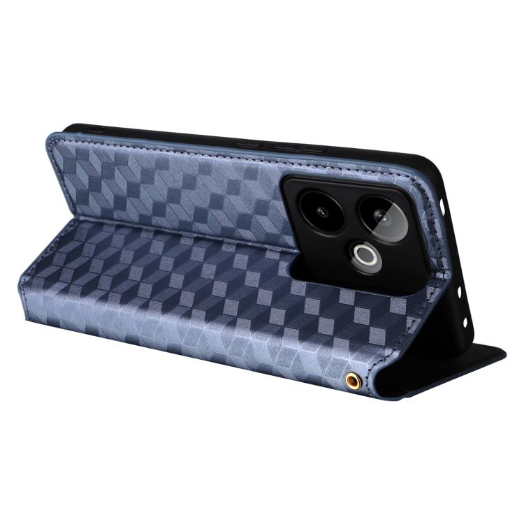 For Realme GT7 5G Cubic Grid Texture Flip Leather Phone Case