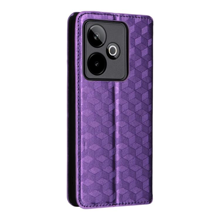 For Realme GT7 5G Cubic Grid Texture Flip Leather Phone Case