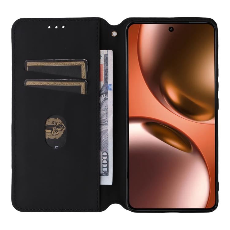 For Realme GT7 5G Cubic Grid Texture Flip Leather Phone Case