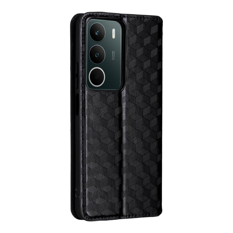 For Realme C71 4G Cubic Grid Texture Flip Leather Phone Case