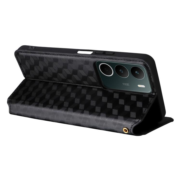 For Realme C71 4G Cubic Grid Texture Flip Leather Phone Case