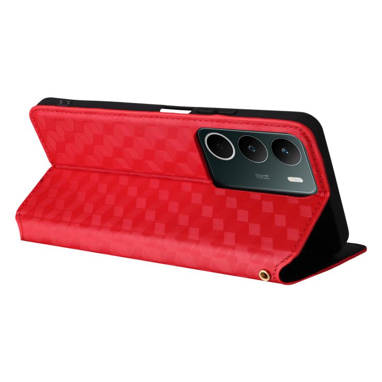 For Realme C71 4G Cubic Grid Texture Flip Leather Phone Case