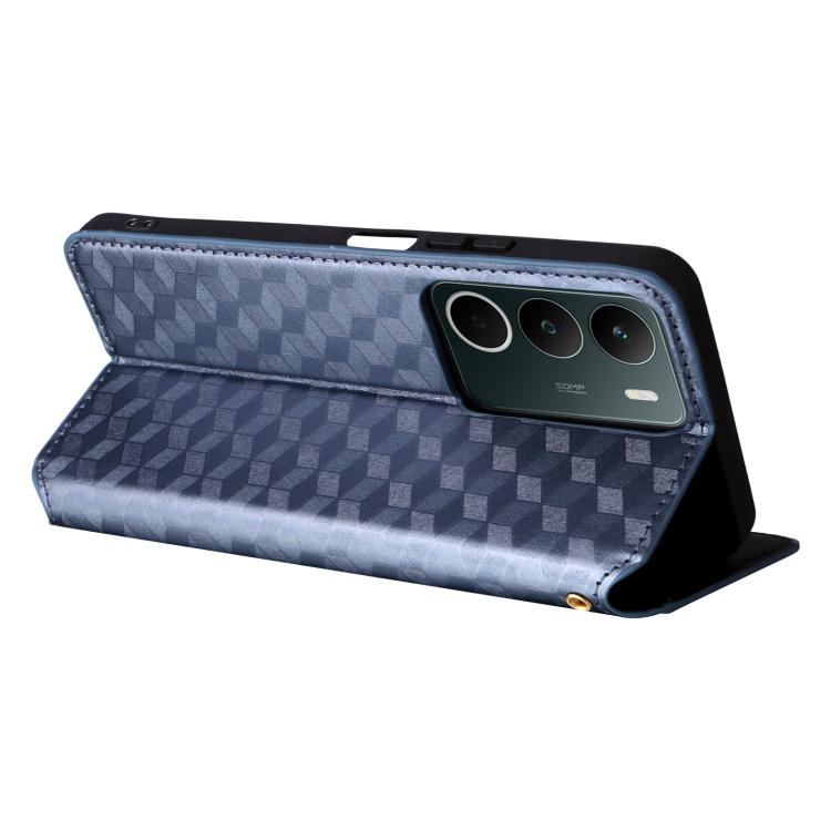 For Realme C71 4G Cubic Grid Texture Flip Leather Phone Case