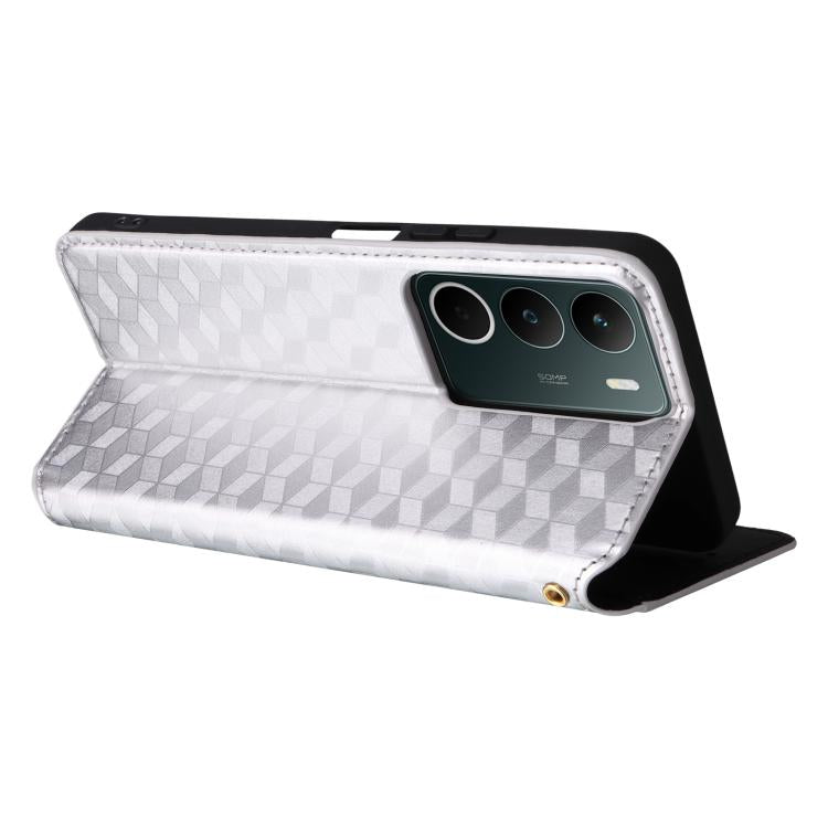For Realme C71 4G Cubic Grid Texture Flip Leather Phone Case