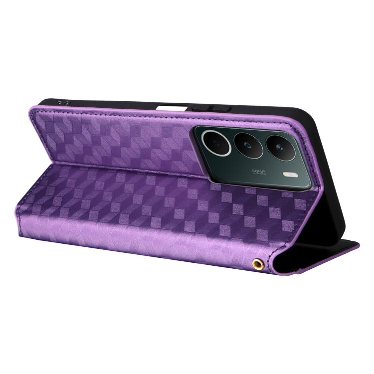 For Realme C71 4G Cubic Grid Texture Flip Leather Phone Case
