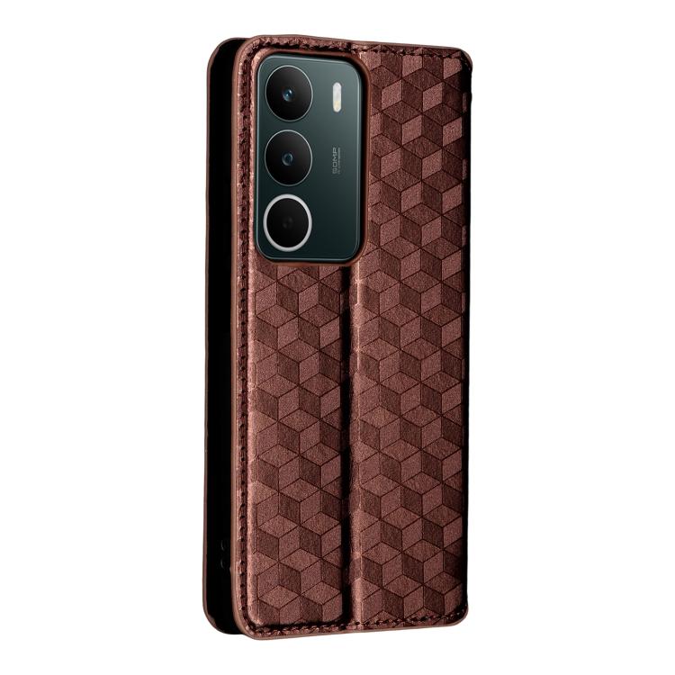 For Realme C71 4G Cubic Grid Texture Flip Leather Phone Case