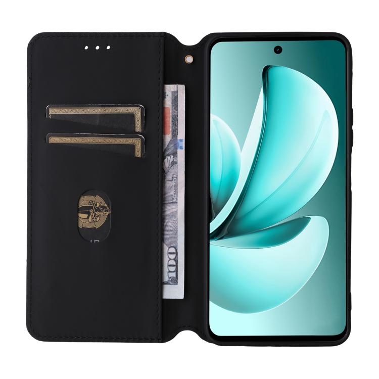 For Realme C71 4G Cubic Grid Texture Flip Leather Phone Case