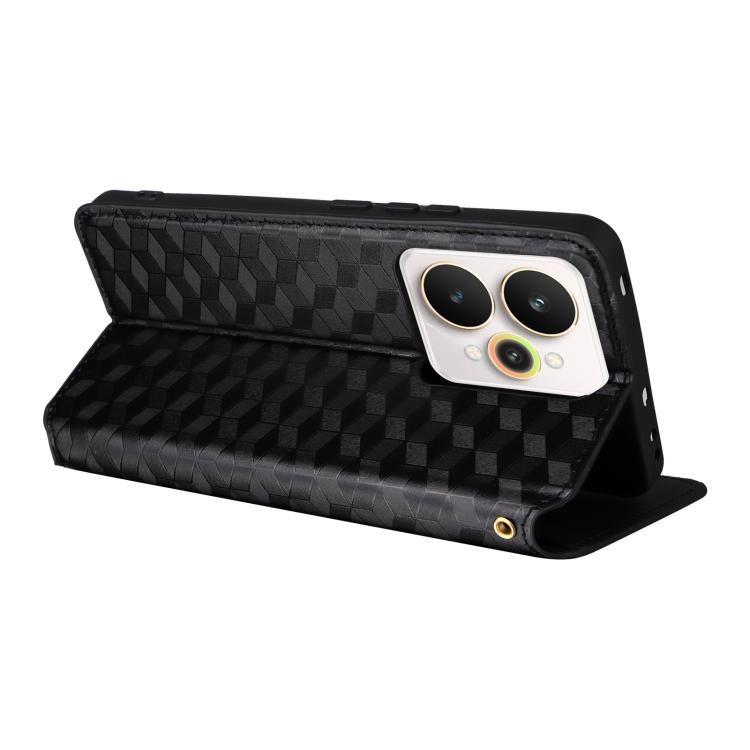 For Realme 15 5G / 15 Pro 5G Cubic Grid Texture Flip Leather Phone Case
