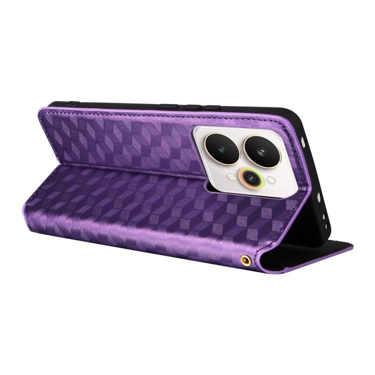 For Realme 15 5G / 15 Pro 5G Cubic Grid Texture Flip Leather Phone Case