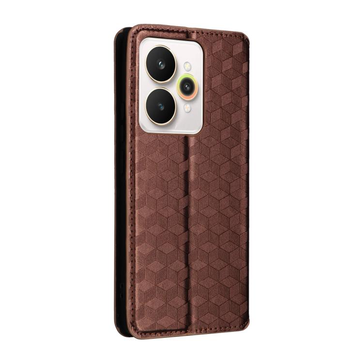 For Realme 15 5G / 15 Pro 5G Cubic Grid Texture Flip Leather Phone Case