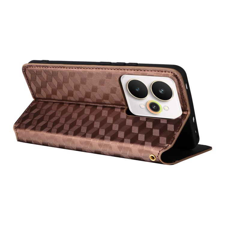 For Realme 15 5G / 15 Pro 5G Cubic Grid Texture Flip Leather Phone Case