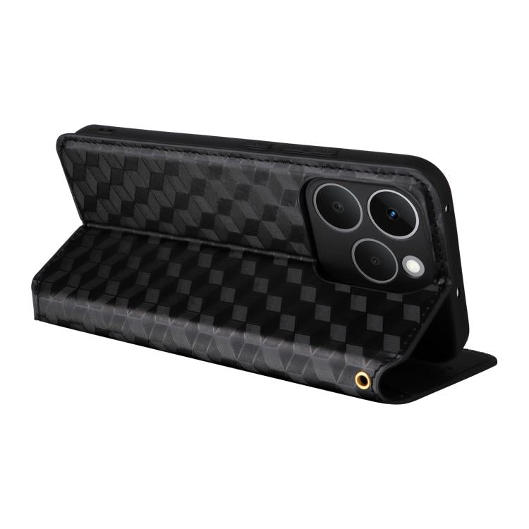 For Realme 15T 5G Cubic Grid Texture Flip Leather Phone Case