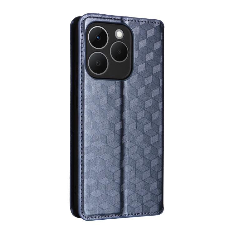 For Realme 15T 5G Cubic Grid Texture Flip Leather Phone Case
