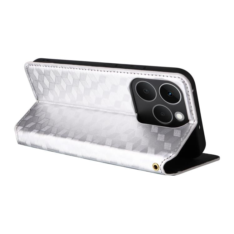 For Realme 15T 5G Cubic Grid Texture Flip Leather Phone Case