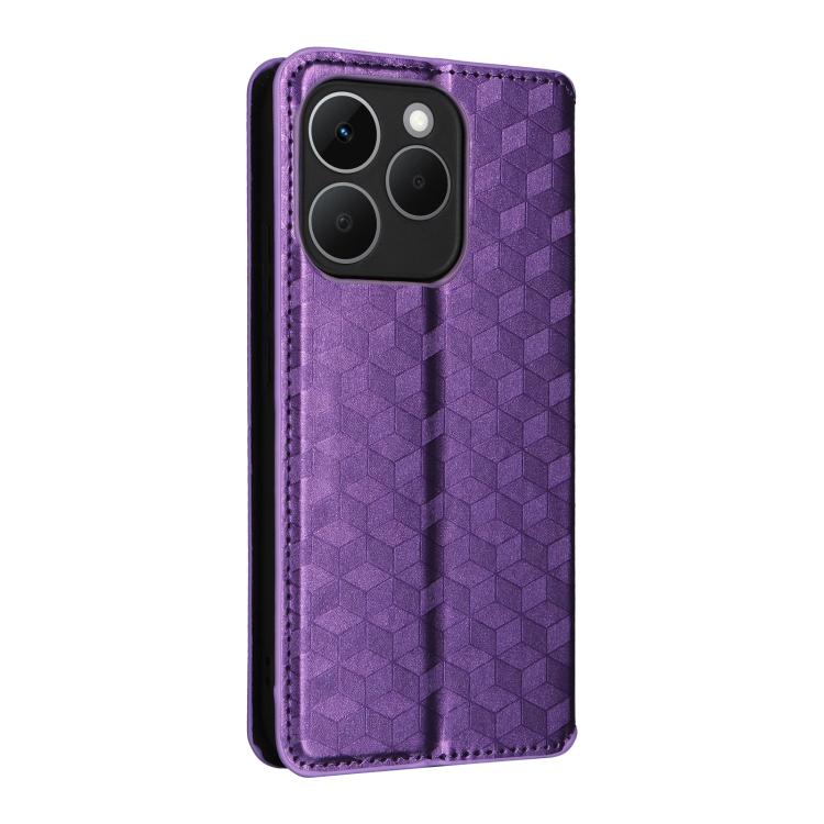 For Realme 15T 5G Cubic Grid Texture Flip Leather Phone Case
