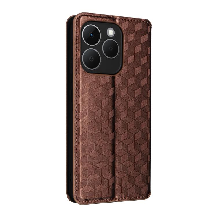 For Realme 15T 5G Cubic Grid Texture Flip Leather Phone Case