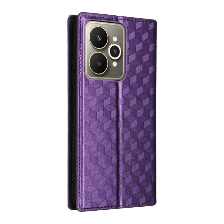 For Realme 15 5G SEA Cubic Grid Texture Flip Leather Phone Case
