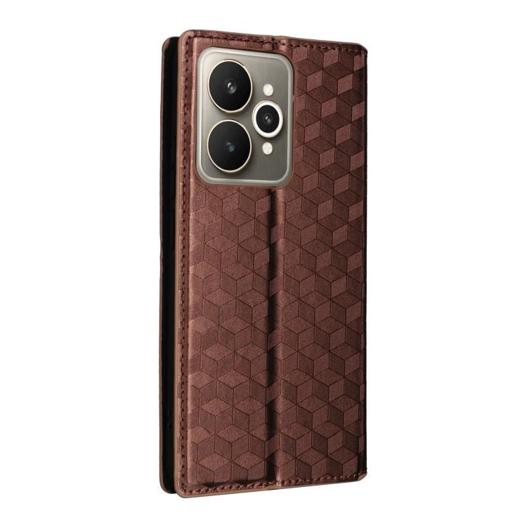 For Realme 15 5G SEA Cubic Grid Texture Flip Leather Phone Case