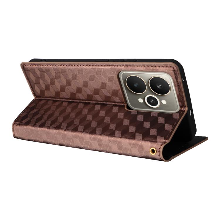 For Realme 15 5G SEA Cubic Grid Texture Flip Leather Phone Case